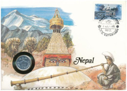 Nepál 1975. 5p Felbélyegzett Borítékban, Bélyegzéssel, Német Nyelvű Leírással T:XF Nepal 1975. 5 Paisa In Envelope With  - Non Classés