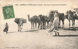 ALGERIE - Scènes Et Types (dans Le Sud) - Caravane Traversant Les Sables - Animé - Dromadaires - Carte Postale Ancienne - Scene & Tipi