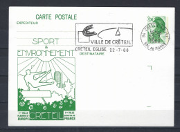 LIBERTE De GANDON. Carte Postale Oblitérée - Entier Y&T N°2484 CP1 - 2,00 F. Vert. Datée Du 22.7.1988. CRETEIL. - AK Mit Aufdruck (vor 1995)