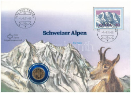 Svájc 1986. 1r Bronz, "Svájci Alpok - Piz Palü" Felbélyegzett érmés Borítékban, Bélyegzéssel T:UNC,AU Switzerland 1986.  - Unclassified