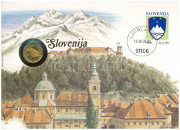 Szlovénia 1992. 0,02L Sárgaréz Kereskedelmi Zseton Felbélyegzett Borítékban, Bélyegzéssel, Német Nyelvű Leírással T:UNC  - Sin Clasificación