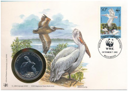 Románia DN (1991) "A Világ Vadvédelmi Alap (WWF) 30. évfordulója - Pelecanus Crispus (Borzas Gödény)" Kétoldalas Fém Eml - Ohne Zuordnung