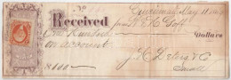 Amerikai Egyesült Államok / Cincinnati 1869. 100$ Számla Bélyegggel T:F USA / Cincinnati 1869. 100 Dollars Bill With Sta - Non Classés
