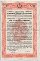 Ausztria 1930. "Az Osztrák Köztársaság Nemzetközi Szövetségi Kölcsöne" 7%-os Kötvénye 500Sch-ről Bélyegzésekkel, Szelvén - Unclassified