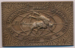 1985. "XXIII. Szabadfogású Birkózó Világbajnokság Budapest" Bronz Plakett (102x63mm) T:AU - Non Classés