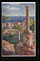 Künstler-AK Dubrovnik, Blick Von Antiken Ruinen Aus Auf Die Stadt  - Croacia