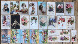 France - Carte Postale - Lot De 26 Cartes Postales - Bonne Fête - Bonnes Fêtes - Rose - Fleurs - Femme - Vrouwen