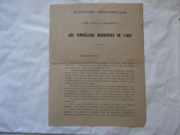 TRACT - ELECTIONS SENATORIALES - AUX CONSEILLERS MUNICIPAUX DE L'OISE - Documentos Históricos