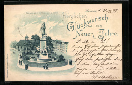 Lithographie Hannover, Goseriede Mit Nicolai-Capelle, Neujahrsgruss  - Hannover