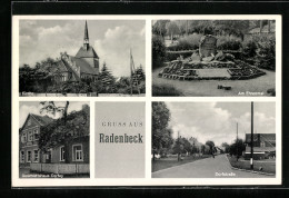 AK Radenbeck / Gifhorn, Geschäftshaus Corfey, Kirche, Am Ehrenmal  - Gifhorn