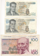 Belgium 1964. 20Fr (2x) + 1982-1994. 100Fr T:F Belgium 1964. 20 Francs (2x) + 1982-1994. 100 Francs C:F - Unclassified