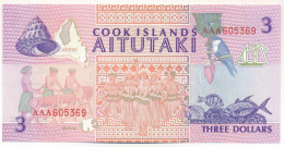 Cook-szigetek / Aitutaki 1992. 3$ T:UNC  Cook Islands / Aitutaki 1992. 3 Dollars C:UNC Krause P#7 - Non Classificati