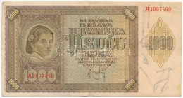 Horvátország / Független Horvát Állam 1941. 1000K "A" T:F Szép Papír Independent State Of Croatia 1941. 1000 Kuna "A" C: - Non Classificati