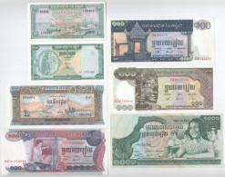 Kambodzsa 1972-1995. 1R-1000R (7xklf) T:UNC,AU, Közte Egy XF Cambodia 1972-1995. 1 Riel-1000 Riels (7xdiff) C:UNC,AU Wit - Unclassified