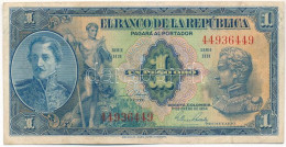 Kolumbia 1954. 1P T:F Folt, Erős Papír Colombia 1954. 1 Peso Oro C:F Spot, Sturdy Paper Krause P#380g - Unclassified