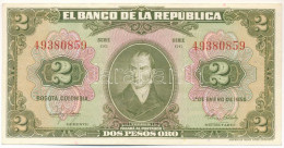 Kolumbia 1955. 2P T:F Szép Papír Colombia 1955. 2 Pesos Oro C:F Fine Paper Krause P#390d - Unclassified