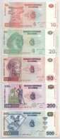 Kongói Demokratikus Köztársaság 2000-2003. 10Fr-500Fr (5xklf) T:UNC,AU Democratic Republic Of The Congo 2000-2003. 10 Fr - Unclassified
