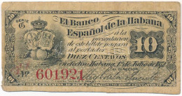 Kuba 1872. 10c T:VG Tűlyuk, Anyaghiány, Restaurált Cuba 1872. 10 Centavos C:VG Pin Holes, Material Error, Restored Kraus - Non Classés