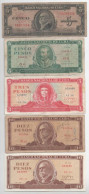 Kuba 1949. 5P + 1968. 5P + 1971. 10P + 1986. 3P + 10P T:F,VG Cuba 1949. 5 Pesos + 1968. 5 Pesos + 1971. 10 Pesos + 1986. - Unclassified