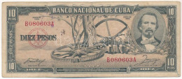 Kuba 1956. 10P T:F Cuba 1956. 10 Pesos C:F Krause P#88a - Unclassified
