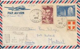 France Air Mail First Flight Cover Paris - Montreal 2-10-1950 - Brieven En Documenten