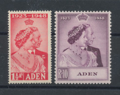 1949 ADEN, Stanley Gibbons N. 30/31, Royal Silver Wedding - MLH* - Altri & Non Classificati