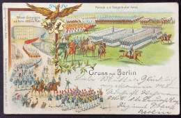 BERLIN, Militär-Parade A.d.Tempelhofer Feld, Fahnen-Compagnie A.d. Belle-Alliance-Platz, 1900 Gelaufen, Beschädigt - Andere & Zonder Classificatie