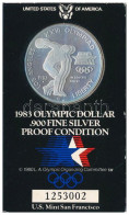 Amerikai Egyesült Államok 1983S 1$ Ag "XXIII. Nyári Olimpiai Játékok, Los Angeles" Eredeti, Sorszámozott Karton Díszcsom - Ohne Zuordnung
