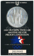 Amerikai Egyesült Államok 1984S 1$ Ag "XXIII. Nyári Olimpiai Játékok, Los Angeles" Eredeti, Sorszámozott Karton Díszcsom - Sin Clasificación