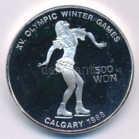Észak Korea 1989. 500W Ag "Téli Olimpia 1988 Calgary" T:PP Kis Karc North Korea 1989. 500 Won Ag "Winter Olympics 1988 C - Ohne Zuordnung