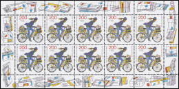 1814 Tag Der Briefmarke, Postzustellerin Auf Fahrrad - 10er-Bogen ** - 1991-2000