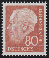 264xw Theodor Heuss 80 Pf, Glatte Gummierung, ** Postfrisch - Ongebruikt