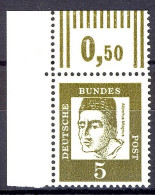 347yII Bed. Deutsche 5 Pf Dicke Walzenstriche Ecke Ol ** Postfrisch - Unused Stamps