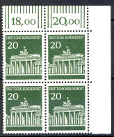 507 Brandenb. Tor 20 Pf Eck-Vbl. Or ** Postfrisch - Neufs