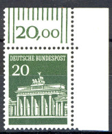 507 Brandenb. Tor 20 Pf Ecke Or ** Postfrisch - Unused Stamps