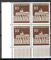 506 Brandenb. Tor 10 Pf Eck-Vbl. Ul ** Postfrisch - Unused Stamps