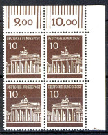 506 Brandenb. Tor 10 Pf Eck-Vbl. Or ** Postfrisch - Nuevos