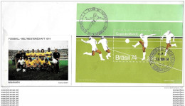 G 400 - Enveloppe Du Brésil Avec Bloc "Copa Do Mundo 1974" - 1974 – Germania Ovest