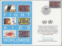 UNO Erinnerungskarte EK 37 Aids-Bekämpfung 1990, NY-FDC 16.3.1990 - Sonstige & Ohne Zuordnung