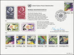 UNO Erinnerungskarte EK 36 Weltwetterwacht 1989, NY-FDC 21.4.1989 - Autres & Non Classés