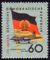 729 10 Jahre DDR Passagierflugzeug 60 Pf ** Postfrisch - Ungebraucht