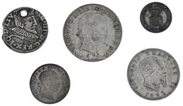 5db-os Vegyes Ag érme Tétel, Közte Lengyel Királyság / Riga 1593. 3gr Ag "III. Zsigmond" Lyukasztva + Ausztria 1840A 20k - Non Classés