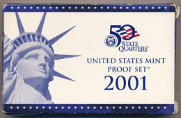 Amerikai Egyesült Államok 2001S 1c-1$ (5xklf) Forgalmi Sor, Műanyag Tokban + 1/4$ Cu-Ni "50 állam" (5xklf), Műanyag Tokb - Zonder Classificatie