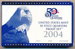 Amerikai Egyesült Államok 2004S 1/4$ Cu-Ni "50 állam - Michigan, Florida, Texas, Iowa, Wisconsin" (5xklf), Műanyag Tokba - Sin Clasificación