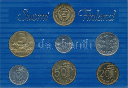 Finnország 1988. 5p-5M (6xklf) Forgalmi Sor + "Finn Verde" Zseton Plasztik Tokban T:UNC Finland 1988. 5 Pennia - 5 Markk - Unclassified