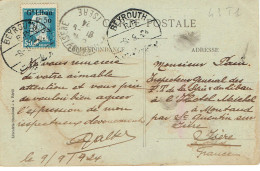 43  Type 1 Gd Liban 2,50 P Piastre (18) Carte Postale Pour La France Tarifs Du 25-07-1924 - Lettres & Documents