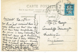 43  Type 1 Gd Liban 2,50 P Piastre (20) Carte Postale Pour La Grande Bretagne Tarifs Du 25-07-1924 - Cartas & Documentos