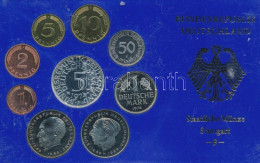 NSZK 1974F 1pf-5M (9xklf) Forgalmi Szett Műanyag Tokban T:PP Tokon Karc GFR 1974F 1 Pfennig - 5 Mark (9xdiff) Coin Set I - Unclassified
