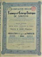 S.A. Cie Belge Pour Les Tramways Et Eclairage Electrique De SARATOV-obl 4.5% - Railway & Tramway