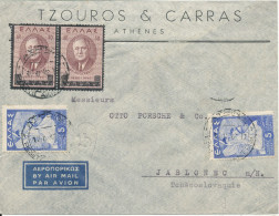 Greece Air Mail Cover Sent To Czechoslovakia 17-11-1948 ?? (the Flap On The Backside Of The Cover Is Missing) - Cartas & Documentos